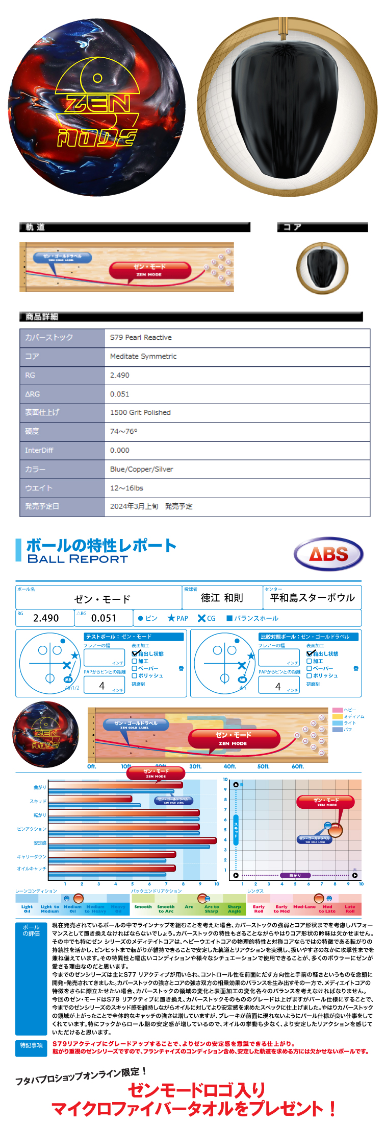 【ボウリングボール ABS 900グローバル 900GLOBAL】ゼンモード　ZEN MODE